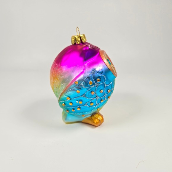 Beautiful Pier 1 one Imports Glass Owl Ornament‎ Christmas Bejeweled Glitter - Picture 5 of 8